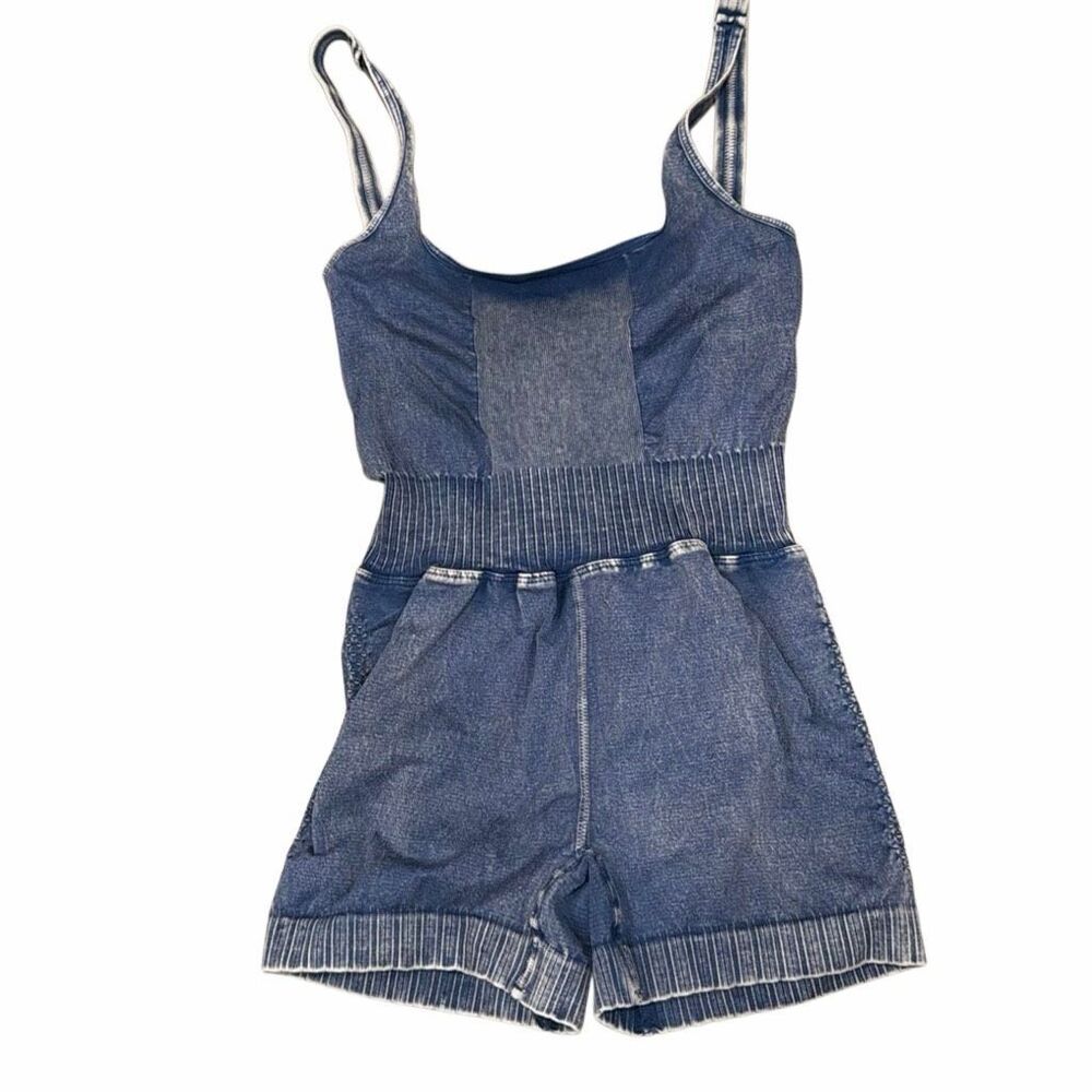 Free People X Hatch Women's Size XS/S Blue Denim Runsie Romper One Piece